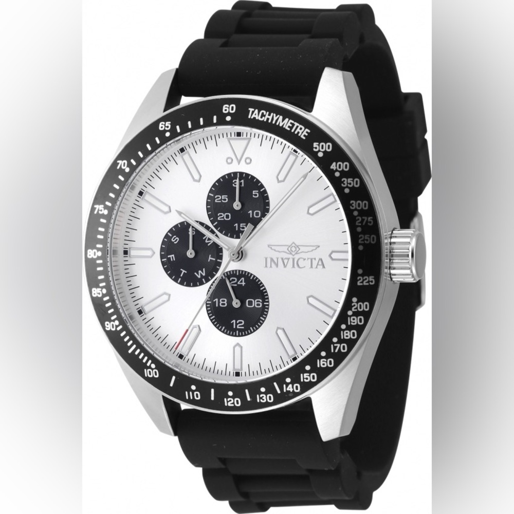 Invicta Aviator 47590 Men's Silver and Black Watch